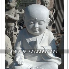 打坐小和尚石雕，大理石人物雕塑