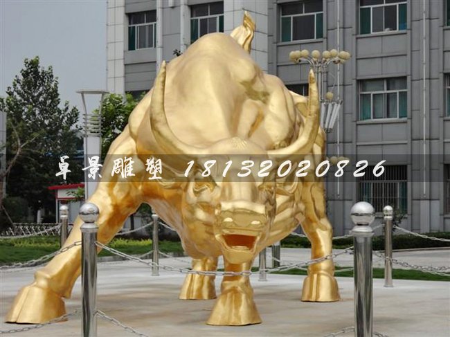 金牛雕塑，鑄銅金牛雕塑，貼金銅牛