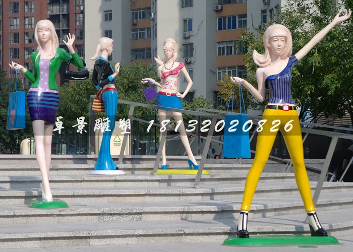 玻璃鋼步行街人物雕塑，動漫人物雕塑 (1)