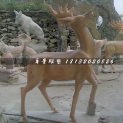 石頭鹿，石雕鹿雕塑，1.2米高石雕鹿