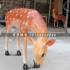 玻璃鋼卡通小鹿雕塑，梅花鹿玻璃鋼