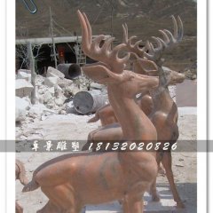 石頭小鹿雕塑，小鹿石雕