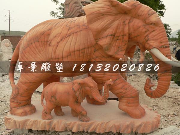 石頭大象，石雕大象，石雕母子象