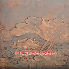 鍛銅荷花浮雕，鍛銅荷葉雕塑