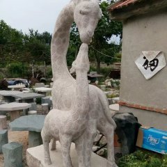 長頸鹿石雕，公園動物雕塑