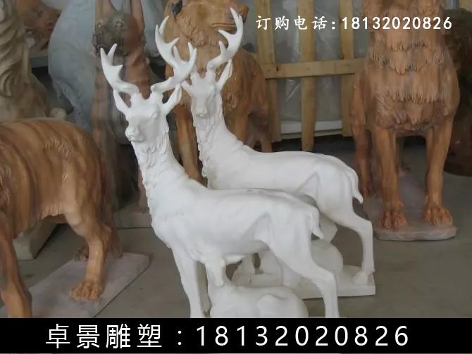 小鹿石雕，漢白玉小鹿雕塑