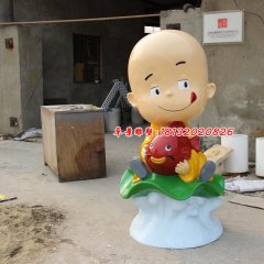 玻璃鋼小和尚雕塑，玻璃鋼人物雕塑