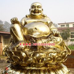 彌勒佛貼金銅雕，大肚彌勒佛雕塑