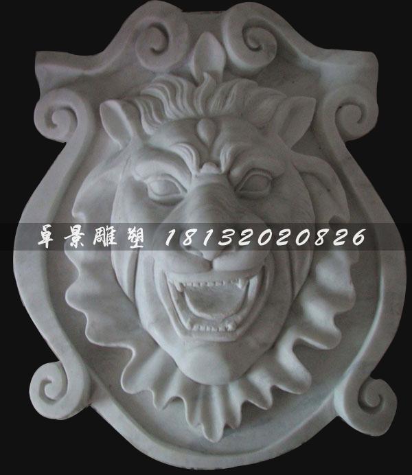 漢白玉獅子頭雕塑，獅子頭石雕 (2)