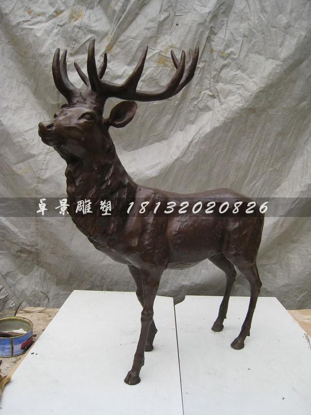 梅花鹿銅雕，紫銅梅花鹿雕塑