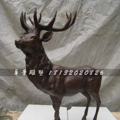梅花鹿銅雕，紫銅梅花鹿雕塑