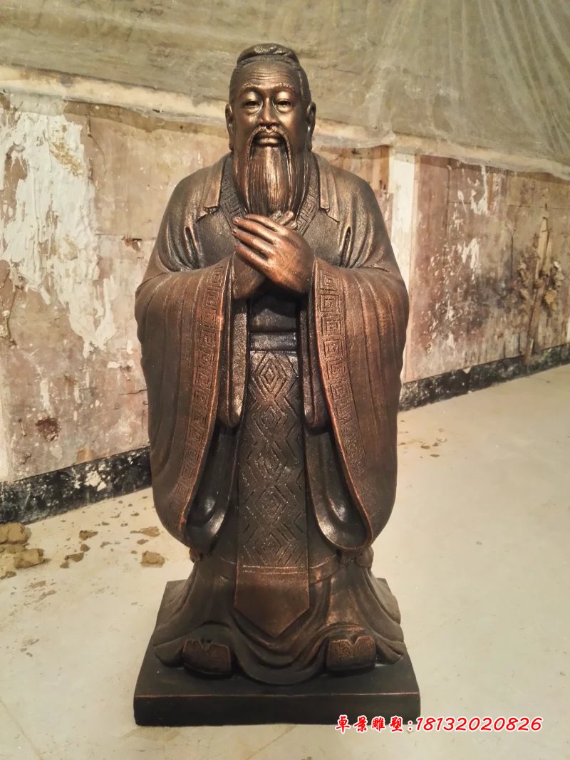 孔子銅雕，鑄銅孔子雕塑，校園名人銅雕 (1)