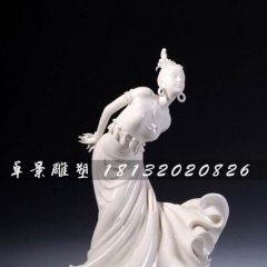 美女跳舞石雕，漢白玉美女雕塑