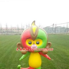 玻璃鋼吉祥物小猴雕塑，卡通雕塑