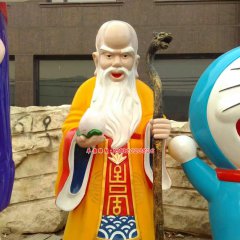 玻璃鋼壽星公雕塑，仿真壽星公雕塑