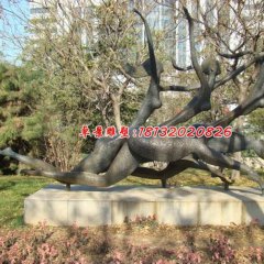 奔跑銅雕，公園抽象人物銅雕