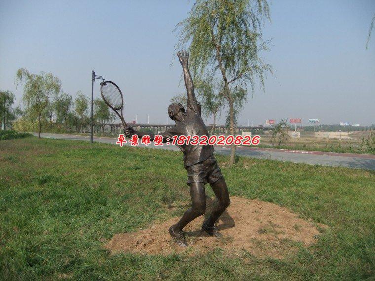 打羽毛球人物銅雕，公園人物雕塑