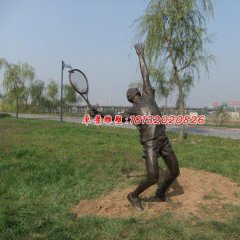 打羽毛球人物銅雕，公園人物雕塑