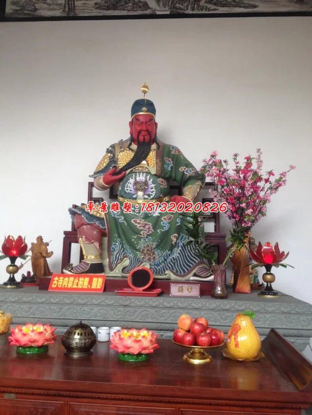 玻璃鋼關公雕塑，紅臉關二爺雕塑