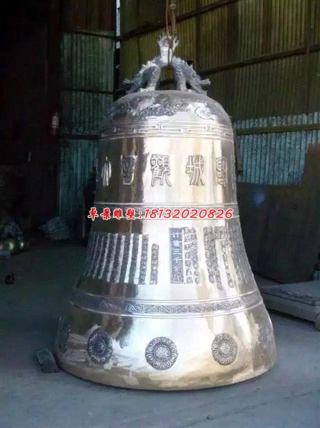 銅雕鐘，寺廟鑄鐵鐘雕塑