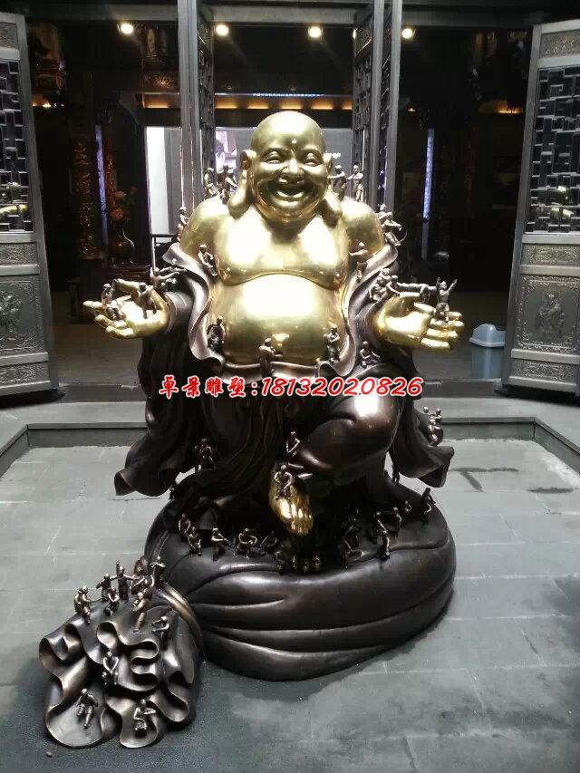 彌勒佛銅雕，貼金彌勒佛雕塑