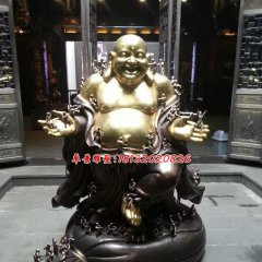 彌勒佛銅雕，貼金彌勒佛雕塑