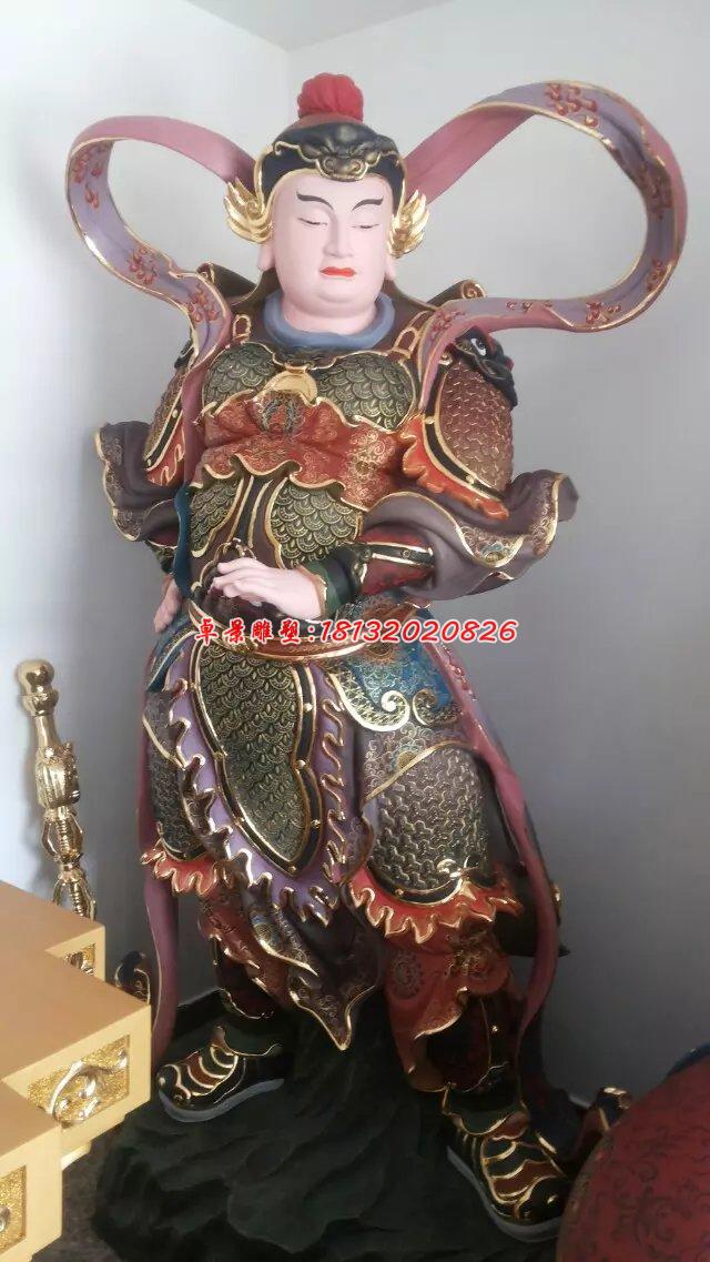 韋陀菩薩雕塑，玻璃鋼彩繪神仙雕塑 (1)