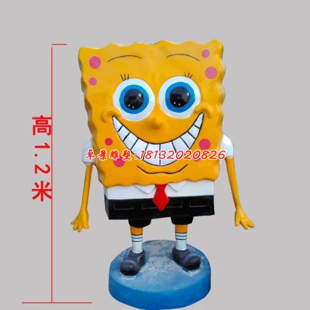 玻璃鋼海綿寶寶雕塑，玻璃鋼卡通雕塑