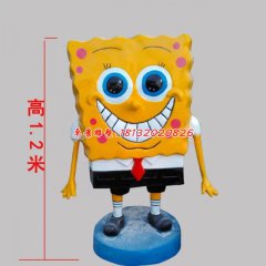 玻璃鋼海綿寶寶雕塑，玻璃鋼卡通雕塑