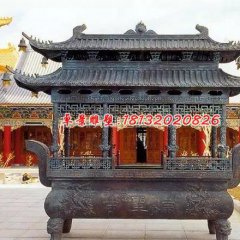 佛光普照銅雕香爐，寺廟香爐雕塑