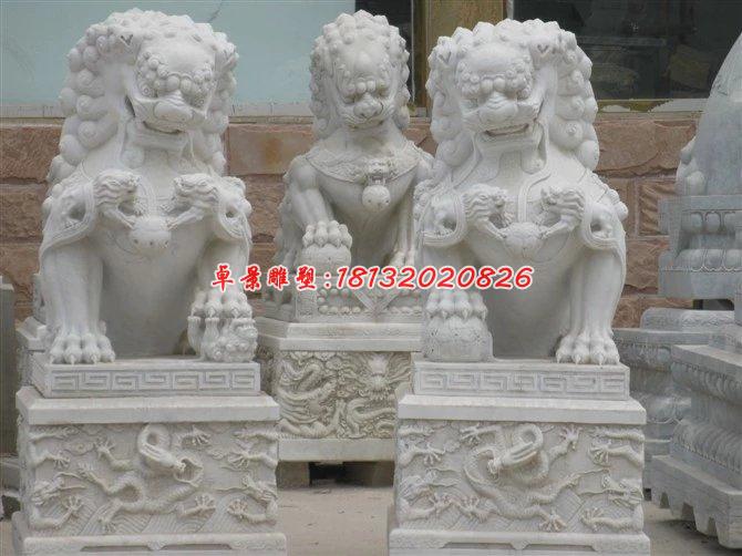 漢白玉石獅子雕塑，石雕看門獅 (2)