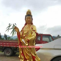 貼金佛像雕塑，西方三圣銅雕