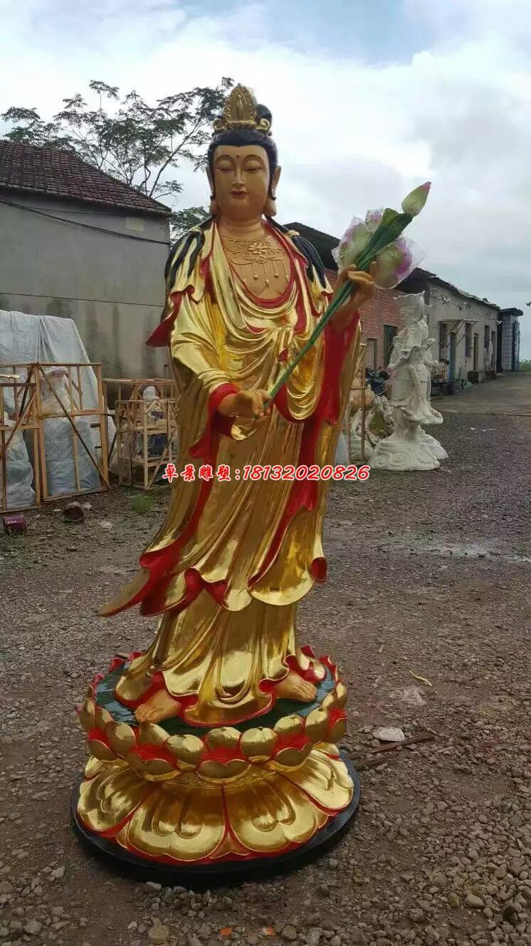 貼金佛像雕塑，西方三圣銅雕 (2)