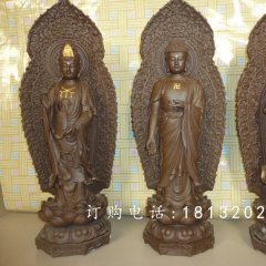 東方三圣銅雕，鑄銅東方三圣雕塑，西方三圣銅雕