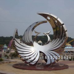 鳳凰山鳳凰雕塑，不銹鋼抽象鳳凰雕塑