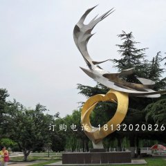 鳳凰展翅不銹鋼雕塑，公園景觀雕塑