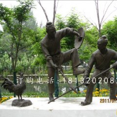 比武銅雕，古代人物銅雕