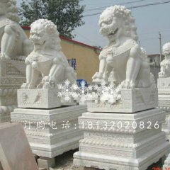 看門獅子雕塑，漢白玉石雕獅子
