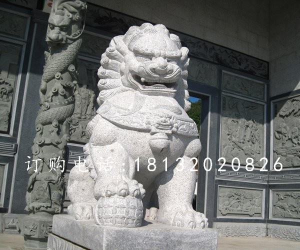 漢白玉石獅子雕塑，石獅子雕塑