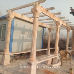 長廊石雕，晚霞紅長廊雕塑