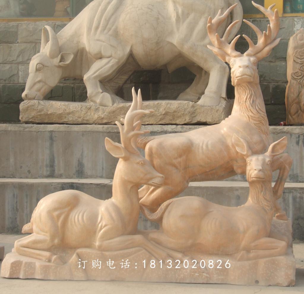 石雕羊，晚霞紅三羊開泰石雕1