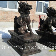 麒麟銅雕，黃銅麒麟雕塑