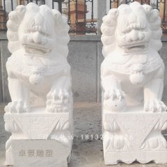 漢白玉獅子石雕，企業門口獅子石雕