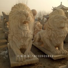 趴著的匯豐獅石雕，公園動物石雕