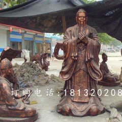 玻璃鋼孔子雕塑，玻璃鋼仿銅孔子雕塑