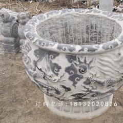 青石水缸，仿古龍浮雕水缸