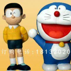 玻璃鋼大雄與多啦a夢雕塑，卡通人物雕塑