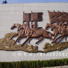 鍛銅浮雕，古代人物騎馬銅浮雕