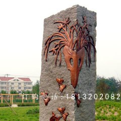 鍛銅浮雕，蝴蝶蘭花銅浮雕