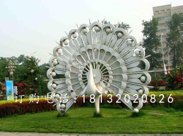 不銹鋼孔雀雕塑，公園抽象孔雀雕塑